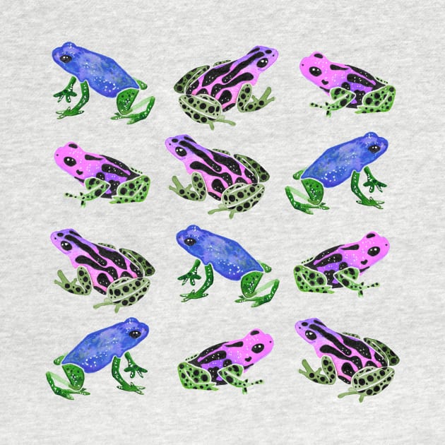 Watercolor Rainbow Poison Dart Frogs - Pastel by monitdesign